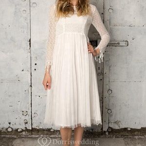 Dorris Wedding A-Line Tulle Dress W/Lace Bodice & Pleated Skirt